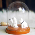 Decorative bell jars glass dome with wooden base wholesale